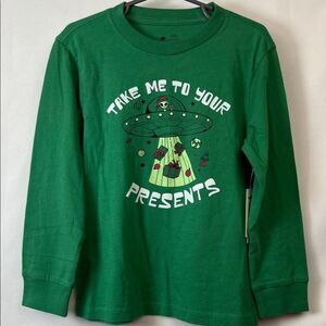 Tucker and Tate Nordstrom green Alien Santa Graphic Tee NWT